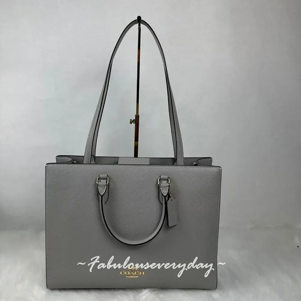 Coach Maggie Tote Shoulder Bag In Pebble Leather/Gold/Dove Grey CY666 NWT